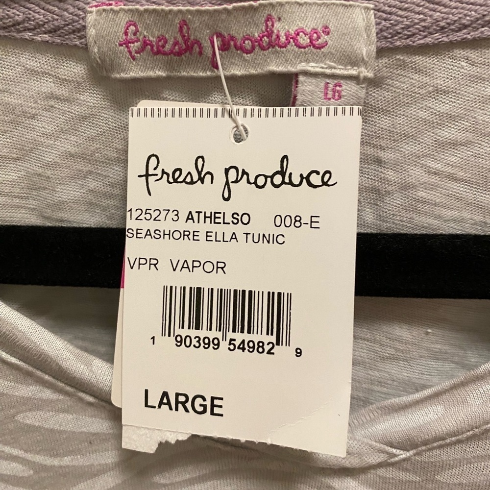 Fresh Produce Asymmetrical Lagenlook Grey & White Seashore Ella Tunic Size L New - Picture 3 of 8